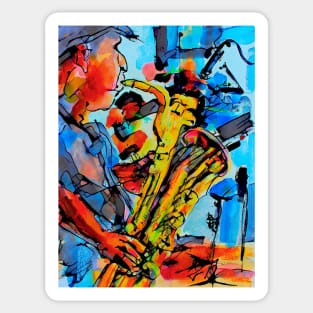 Saxophone Player Music Jazz Blues Abstract Art Sticker